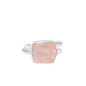Pink Quartz Gemstone Womens Ring, 925 Sterling Silver Jewelry. Great gift!